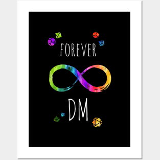 Forever DM - rainbow & white - LGBTQ+ ttrpg dice Posters and Art